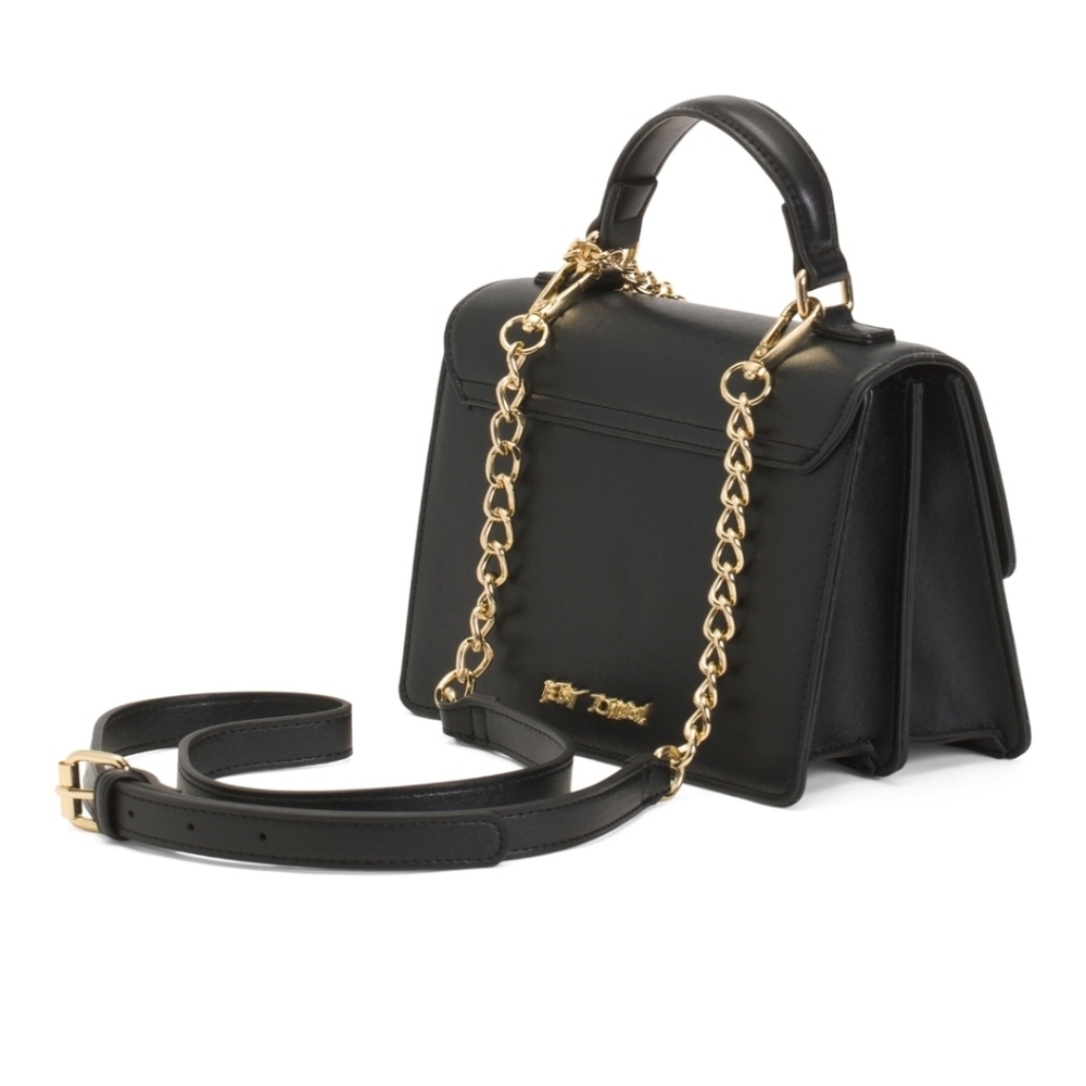 🍒🔹️Betsey Johnson 🔹️Black Crossbody Bag with Red Cherry Accents - Picture 4 of 4